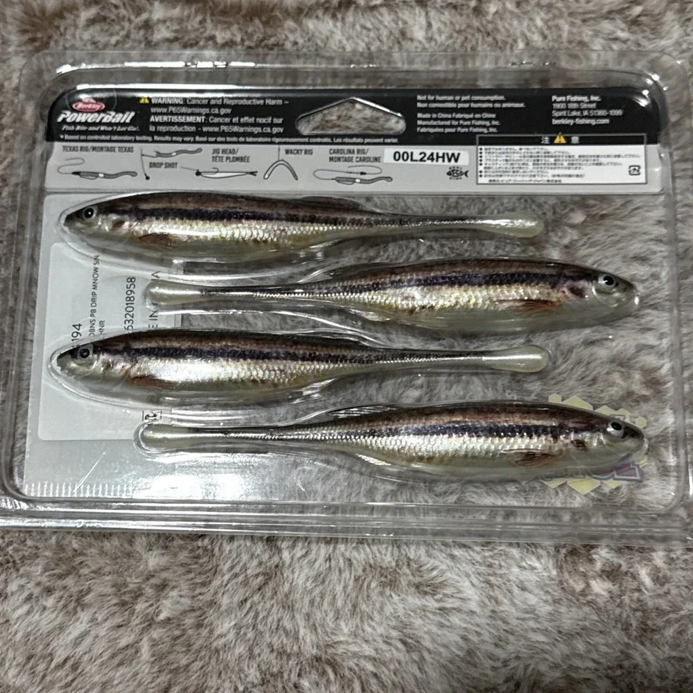 Berkley Powerbait Drip Minnow 5 Inch HD Black Nose Shiner Soft Bait 4 Pack